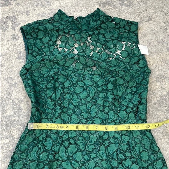 NWT Sandro Paris Romie Lace Mini Dress Mock Neck Open Back Green Sz 1 - Picture 10 of 16